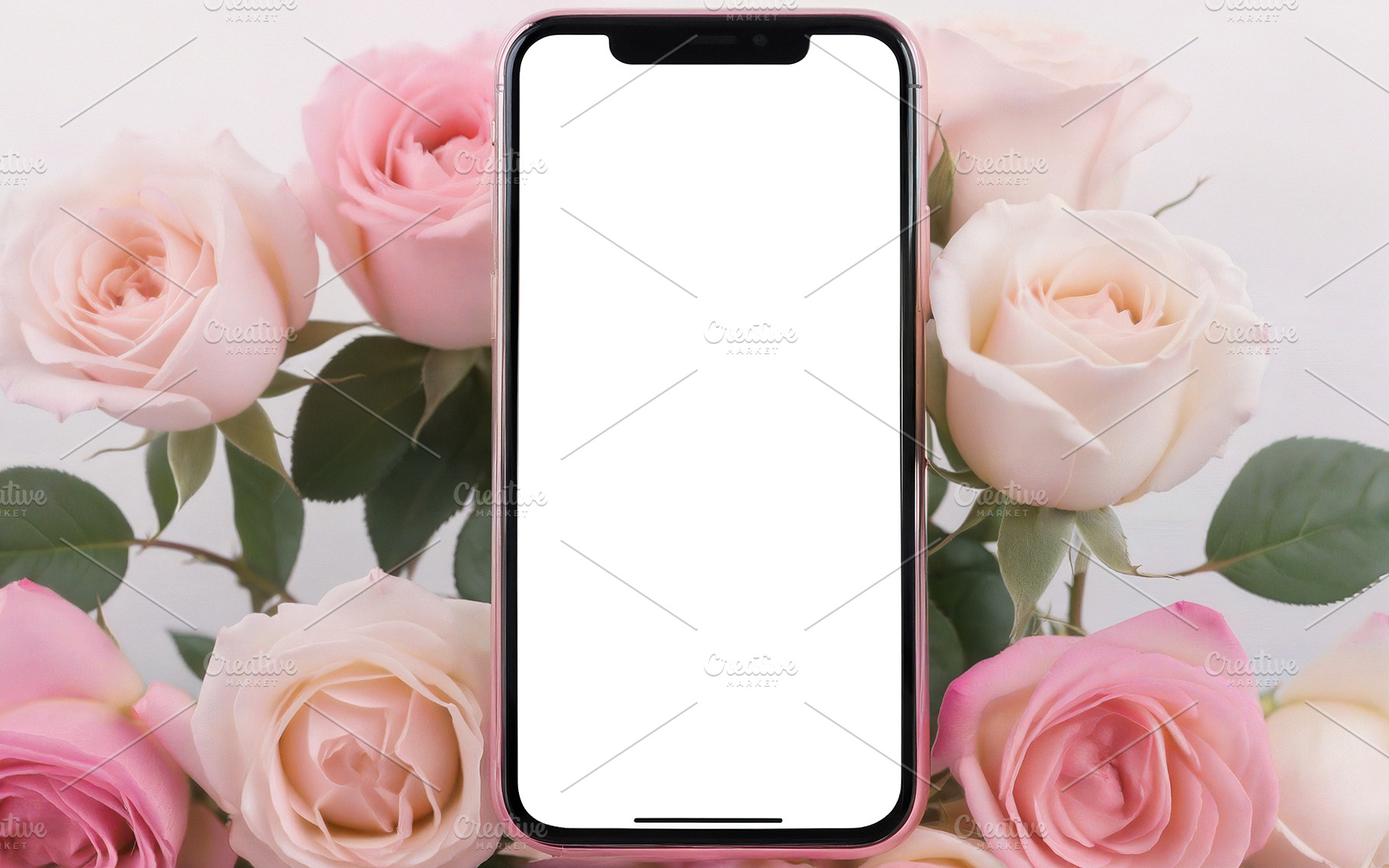 smartphone, background of roses, a Technology Photo by itakdalee