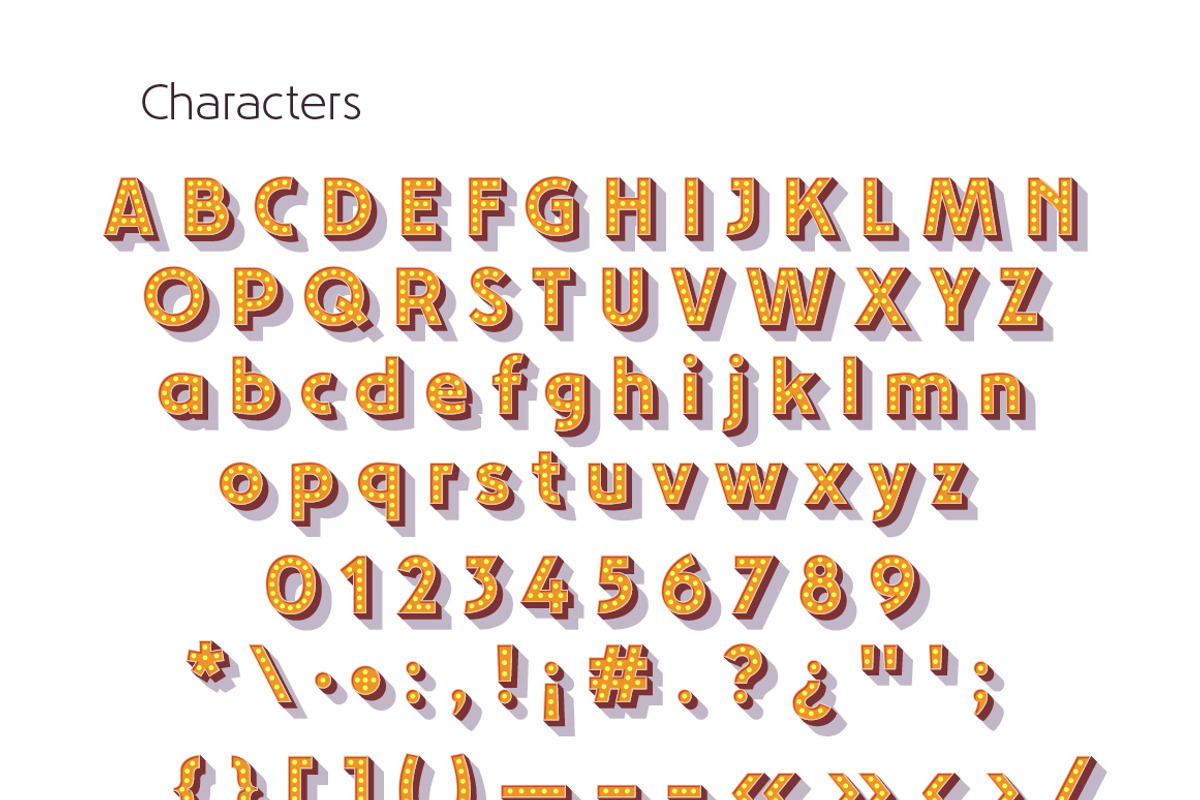 Layered font set 3D Bulb lamp preview 8