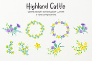 Watercolor Highland Cattle Clipart, an Animal Illustration by Corner Croft (Thumbnail 4 of 6)
