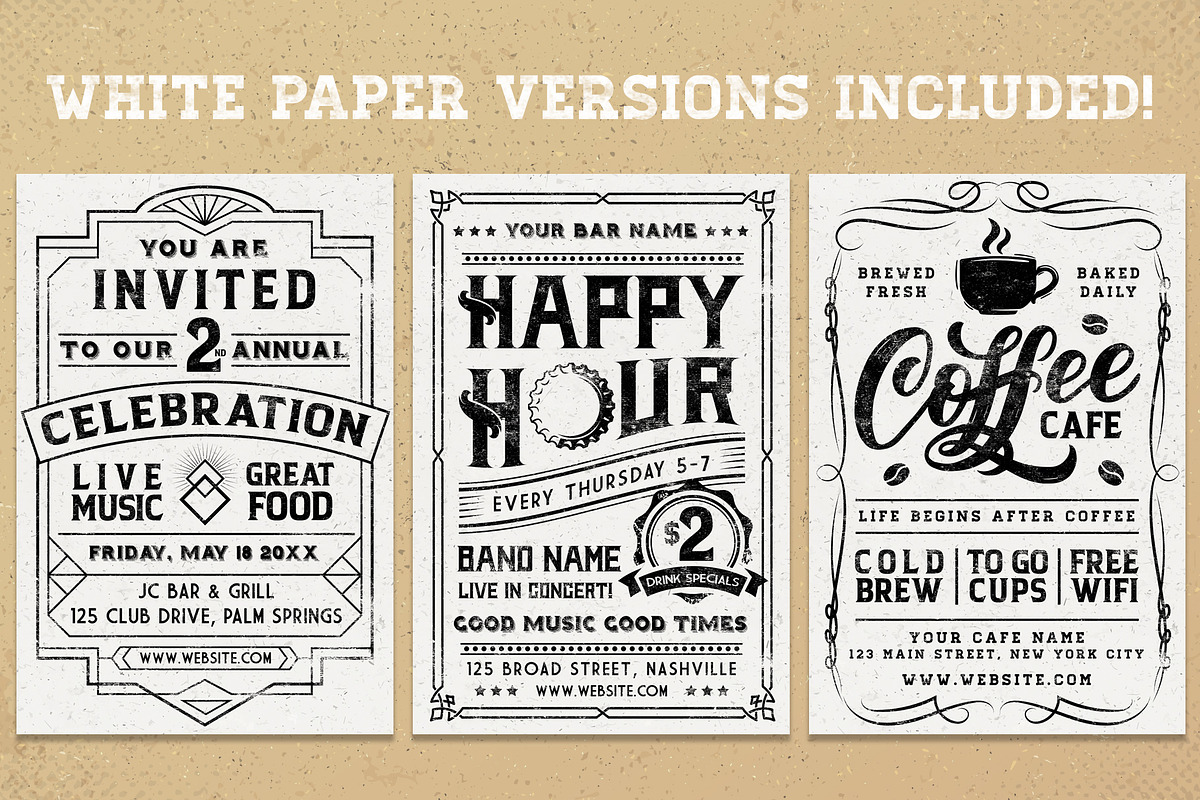 Vintage Chalk Flyer Poster Bundle, a Flyer Template by SkyvaraSupply (Photo 2 of 3)