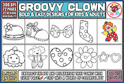 Groovy Clown Coloring Pages, an Object Illustration by EduEnrich (Thumbnail 1 of 3)