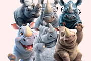 Funny Rhino Clipart PNG Bundle, a Graphic by M9 Design (Thumbnail 8 of 10)