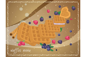 Cafe dessert banner, food waffle