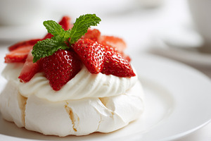 Classic pavlova dessert topped with, a Food & Drink Photo by MistyDay