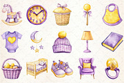Yellow Light Lilac Baby Nursery Clip, an Illustration by Rose Art (Thumbnail 2 of 4)