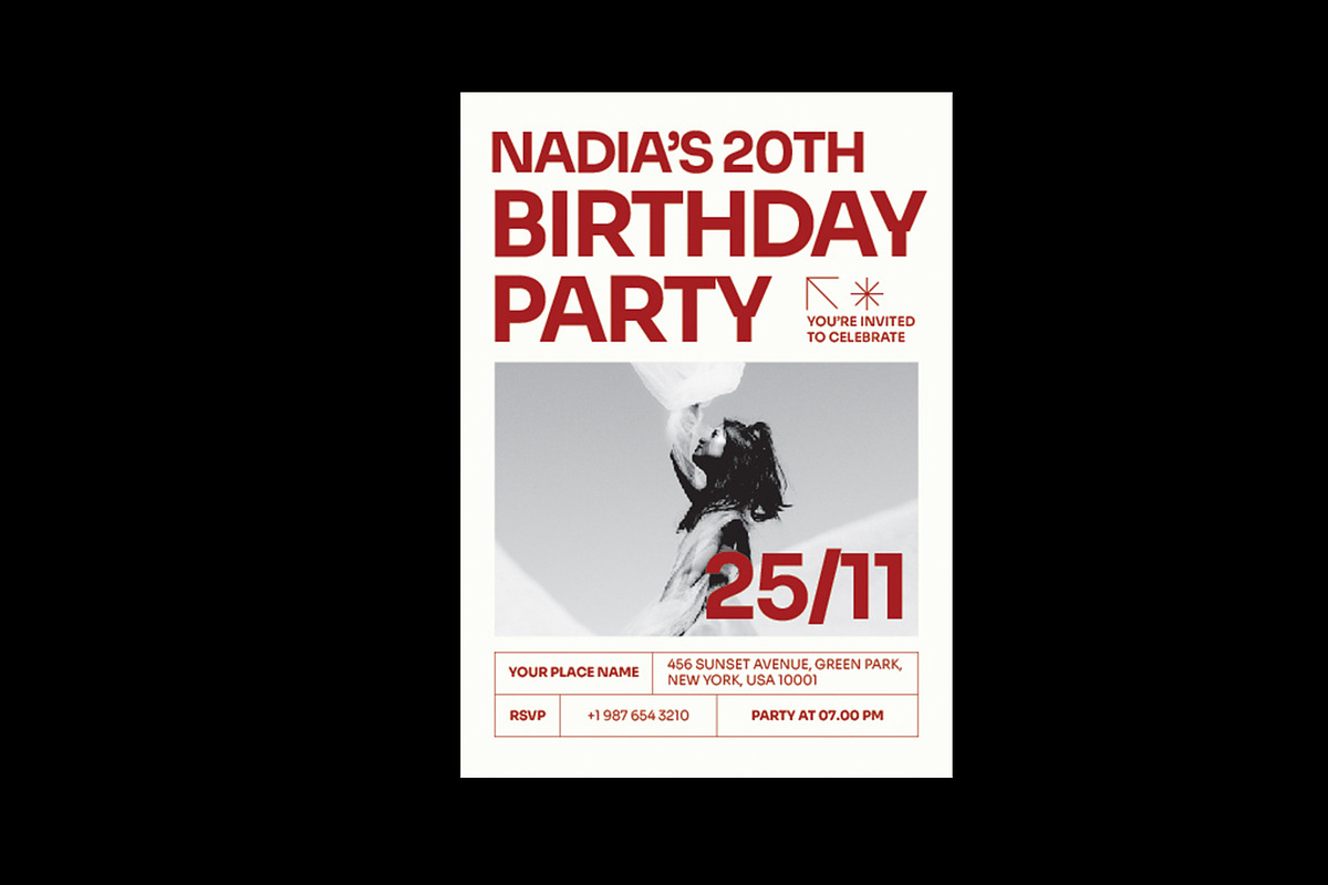 BoldVibe Birthday Invitation, an Invitation Template by Neermana (Photo 3 of 4)