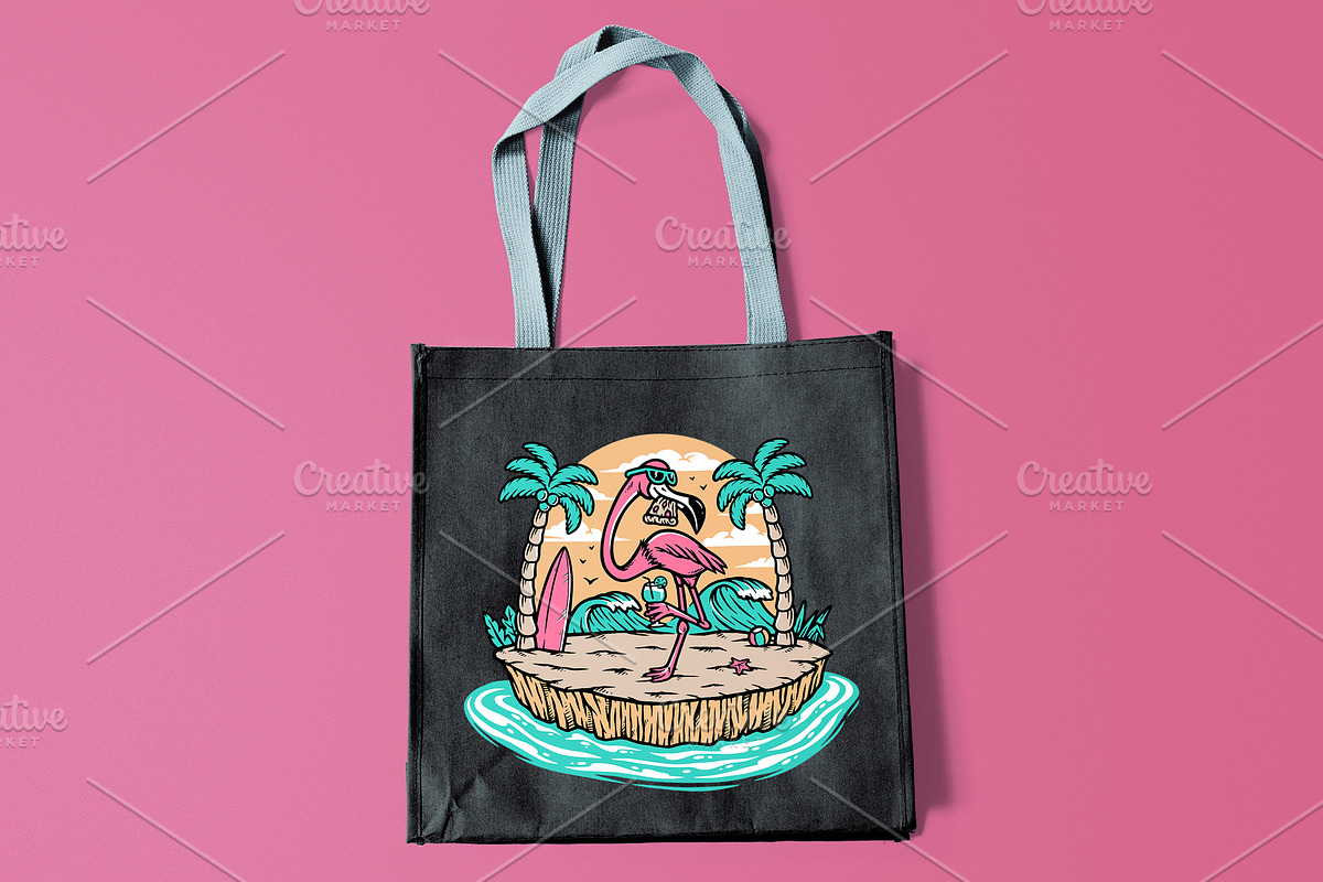 Beautiful flamingo on the beach, an Animal Illustration by gunaonedesign (Photo 6 of 6)