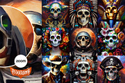Skulls Bundle - Oil Paintings, an Illustration by pixaroma (Thumbnail 2 of 15)