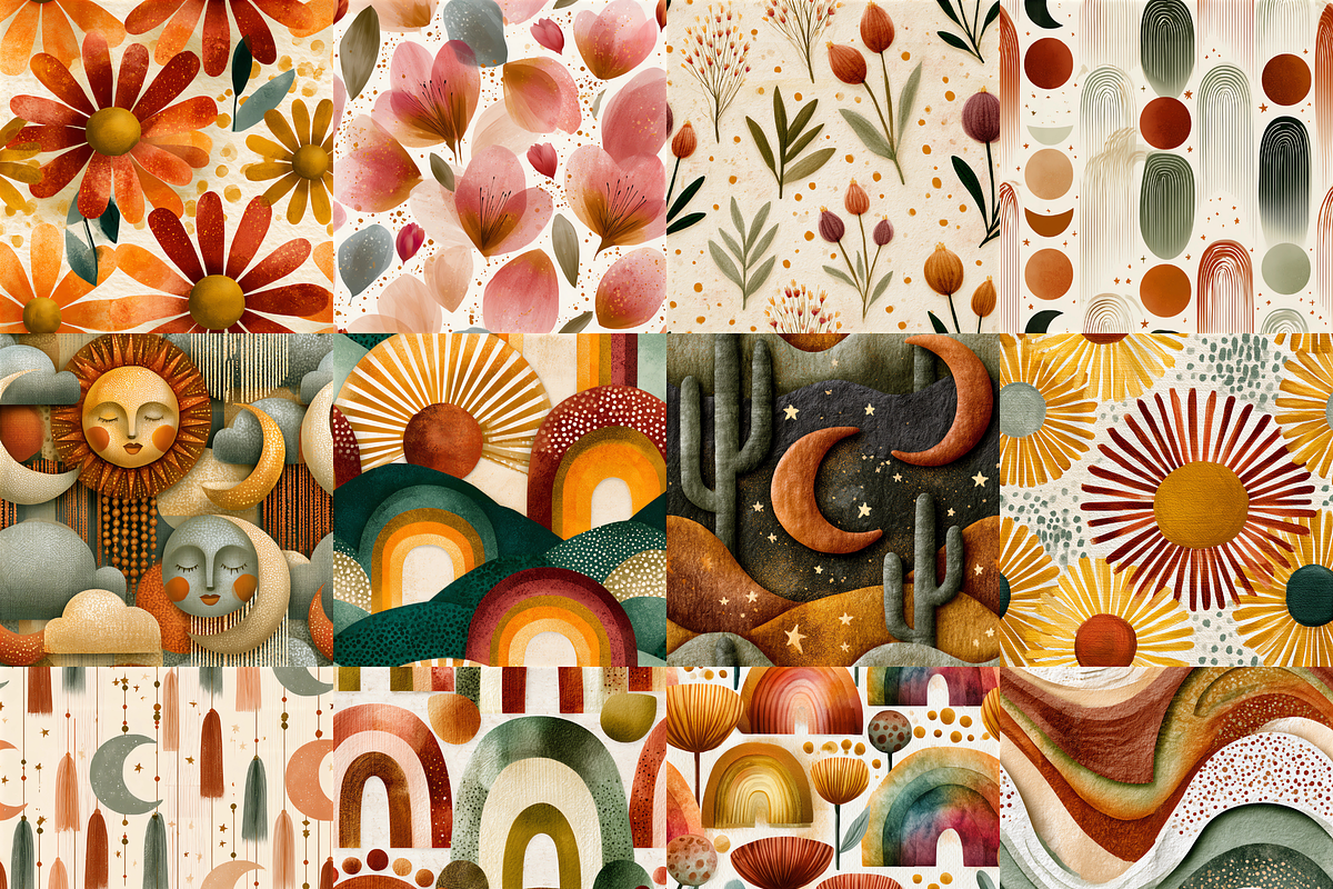 Terracotta Sage Boho Digital Paper, a Pattern Graphic by LA Design (Photo 2 of 10)