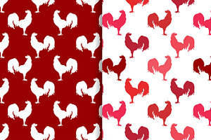 Rooster Silhouettes And Patterns