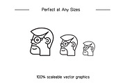 Comic Human Face Profile Icons Set, a Person Illustration by Designfour (Thumbnail 7 of 7)