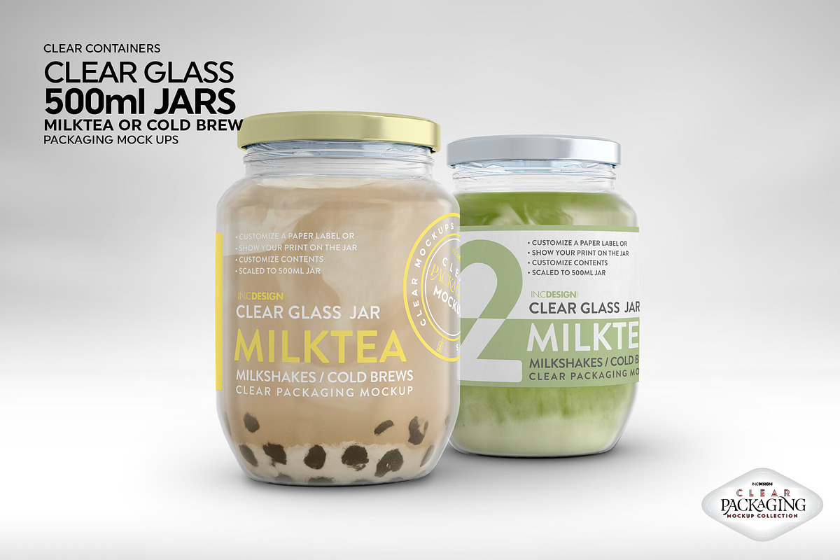 Clear Glass Jar Packaging Mockup, an Advertising Mockup by INCDesign (Photo 10 of 12)