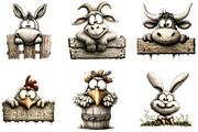 Whismical Peeking Farm Animals PNG, a Seasonal Illustration by Designking (Thumbnail 2 of 4)