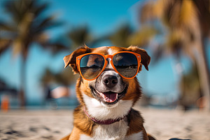 Funny dog in sunglasses posing, an Animal Photo by Pixeness Studio