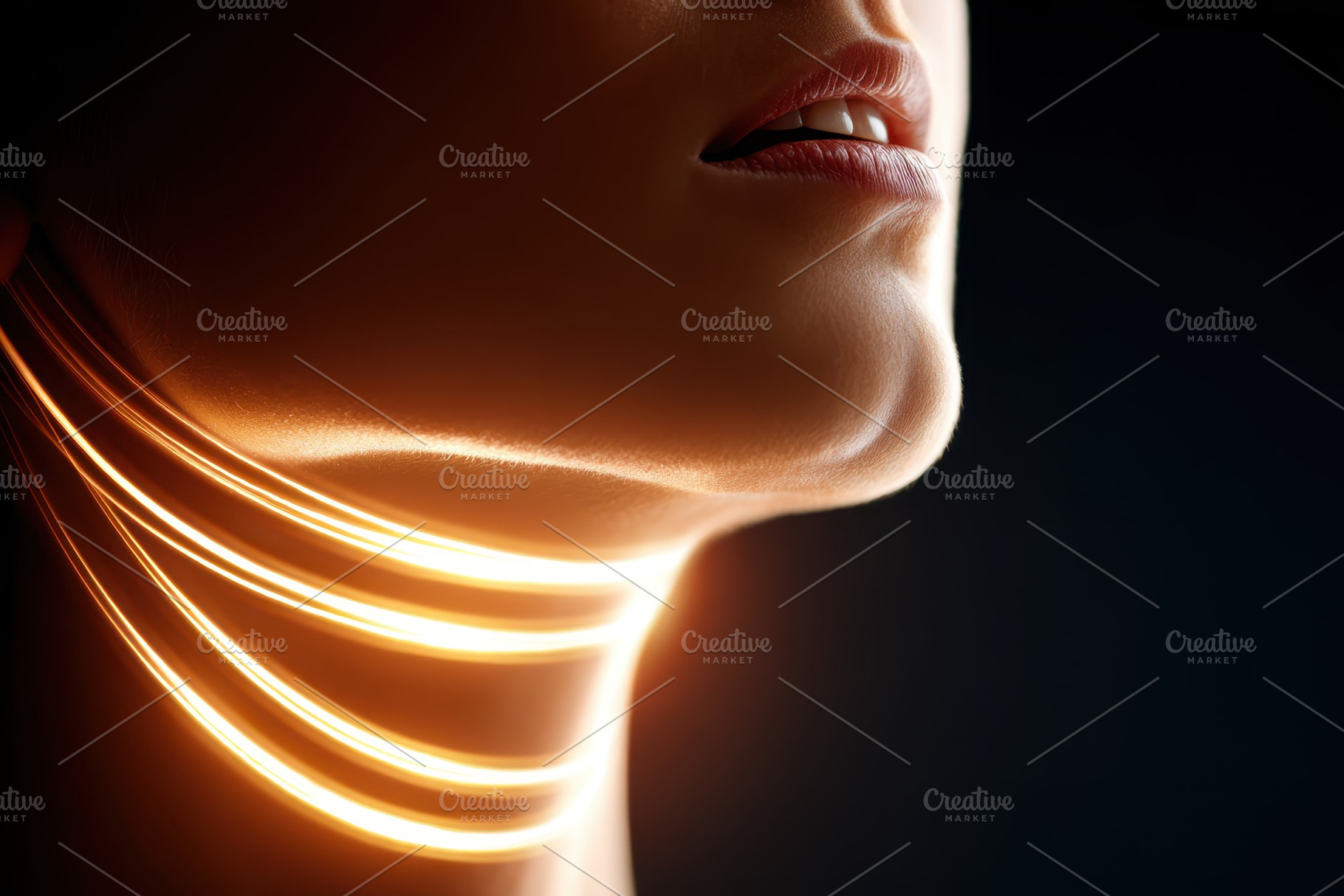 Neon coiled choker on woman's neck, an Abstract Photo by AlyaAnd