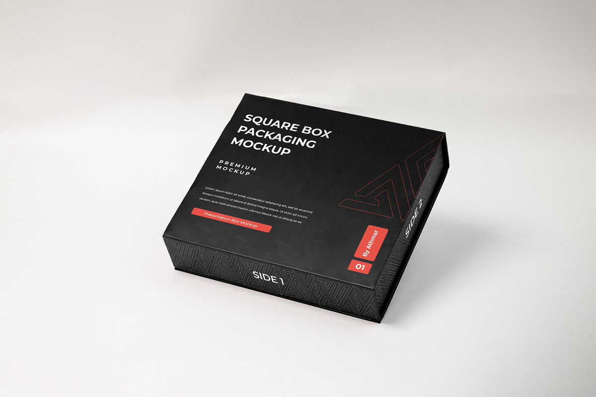 Square box packaging mockup set, a Packaging Mockup by Assyat (Photo 3 of 6)