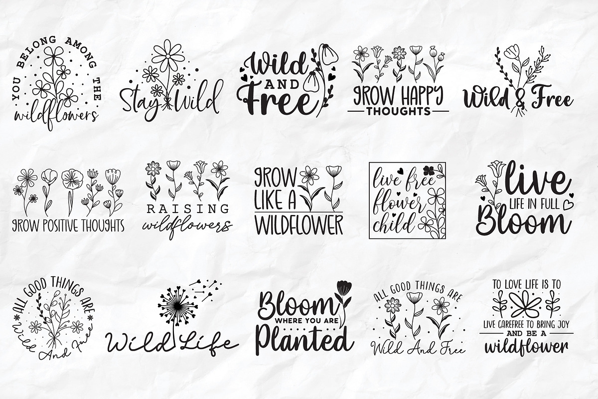Wildflower Quotes SVG Bundle, a Graphic by CraftlabSVG (Photo 3 of 18)