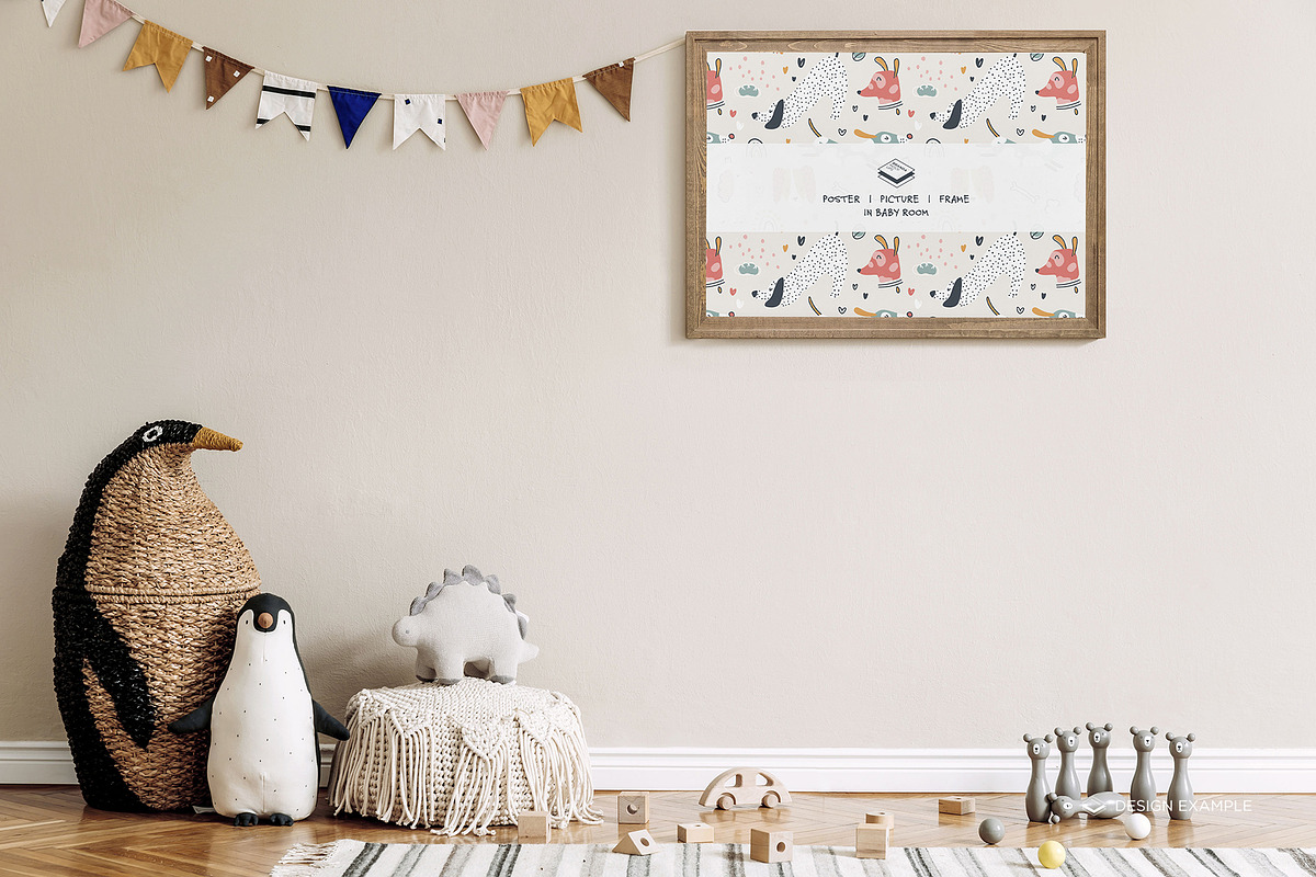 Landscape Frame in Baby Room Mock-up, a Print Template by Branda Keeps (Photo 10 of 30)