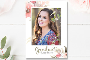 Floral Senior Graduation Invite PSD