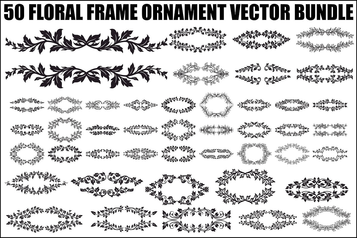 Floral Frame Ornament Vector Bundle, an Illustration by Designs_River (Photo 1 of 51)