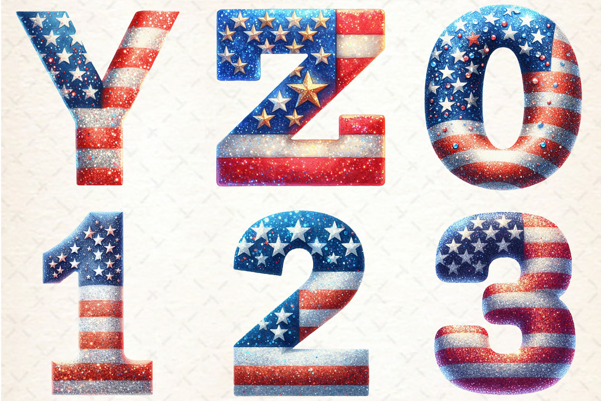 Glitter USA Flag Alphabet Clipart PN, an Illustration by Rose Art (Photo 6 of 7)