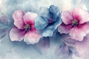 Realistic painted watercolor flowers, a Photo by Pavel_design