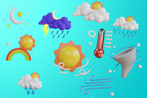 3D Weather And Climate Icon Pack