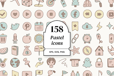 158 freehand pastel icons