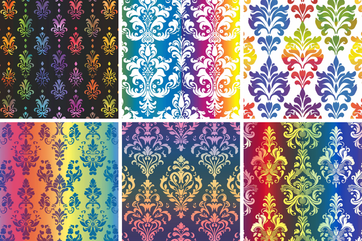 Rainbow Damask Seamless Patterns, a Pattern Graphic by PrintablesByFranklyn (Photo 4 of 4)
