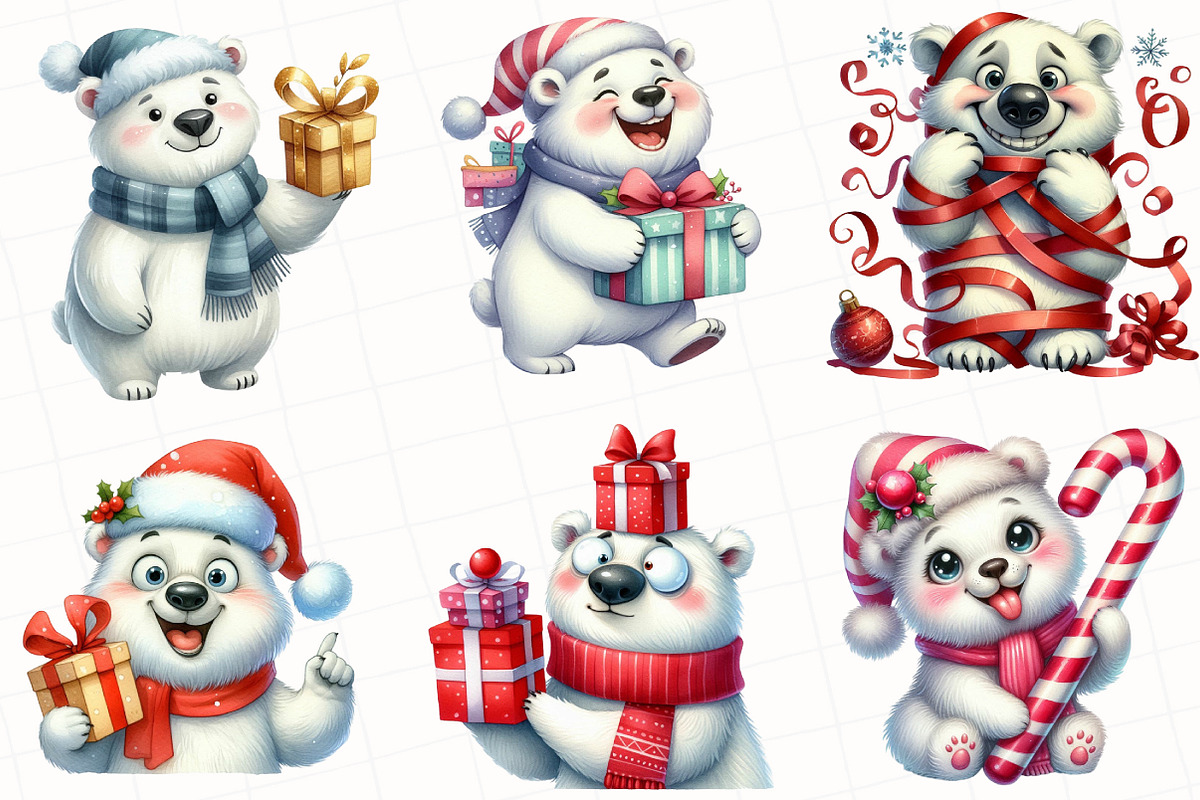 Christmas Polar Bear Clipart, an Illustration by OK Design (Photo 4 of 5)