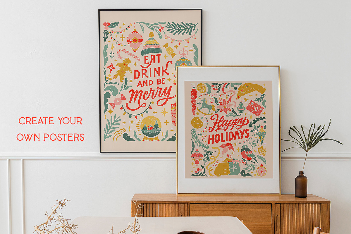 Christmas Retro collection., a Decorative Illustration by ElenKoss (Photo 9 of 15)