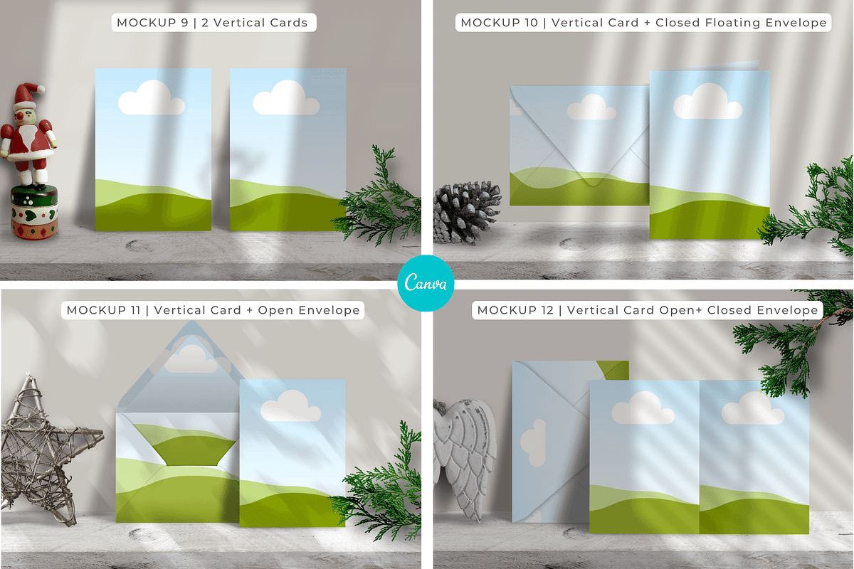 16 Christmas Card Canva Mockups, a Merchandise Mockup by Mockup Scene (Photo 6 of 23)