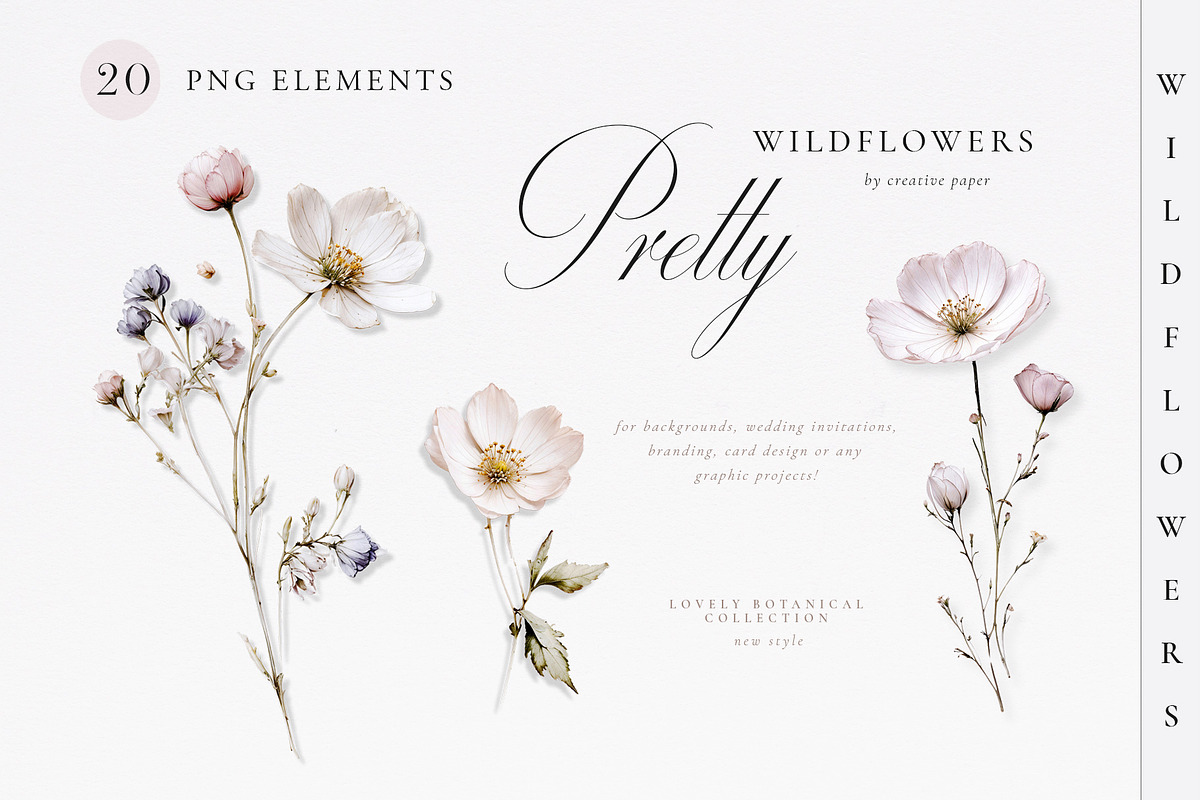 Pretty Wildflowers (Png) Elements, a Background Graphic by by creative paper (Photo 1 of 7)