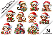 Christmas Monkey Clipart, an Illustration by DreamArtGraphic (Thumbnail 1 of 6)