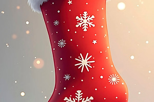 Festive Red Christmas Stocking with, a Photo by LOGOCREATIVE