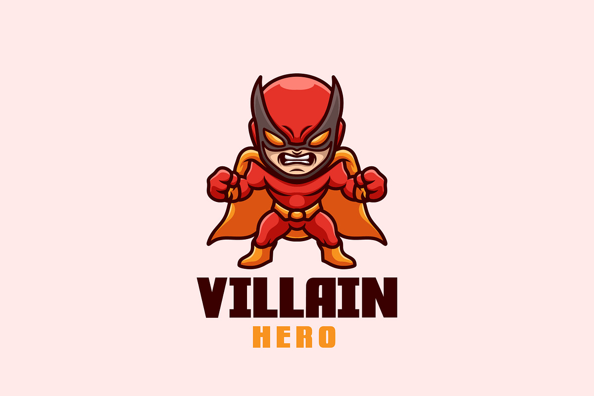 Villain Hero Cartoon Mascot Logo, a Branding & Logo Template by Gumrega Studio