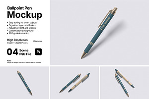 Ballpoint Pen Mockup Bundle Set, a Pens & Pencil Mockup by Rielismee