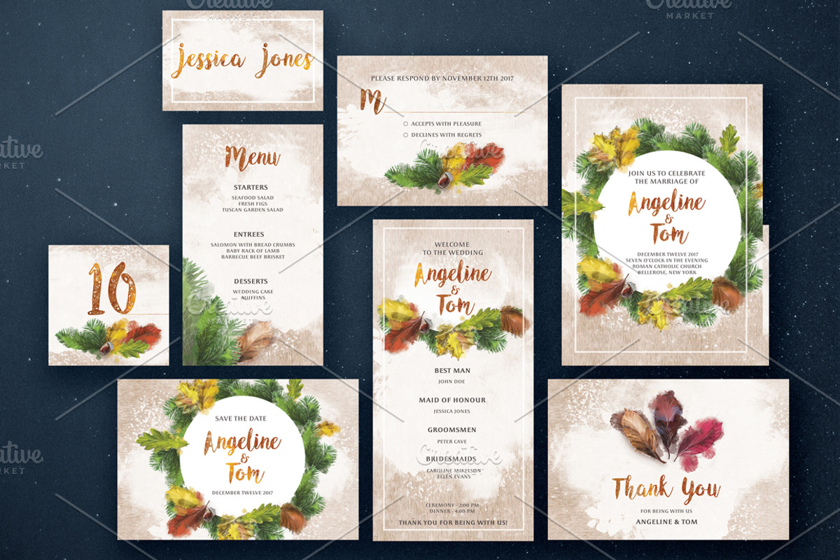 Warm Autumn Wedding Invitation Suite, an Invitation Template by land art (Photo 6 of 6)