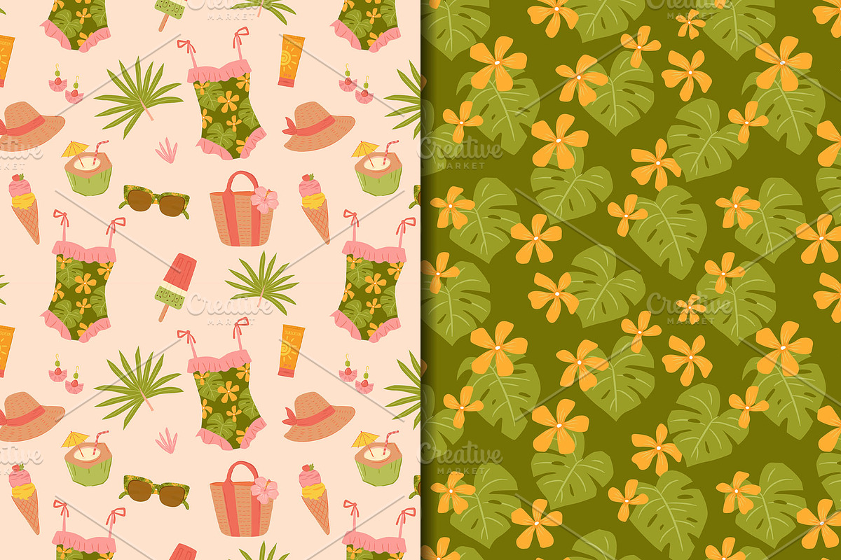 Tropical Summer Pool & Beach Pattern, a Pattern Graphic by CreativeChristiana (Photo 7 of 11)