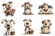 Whimsical Easter Dogs Clipart, an Illustration by CreationArt (Thumbnail 5 of 5)