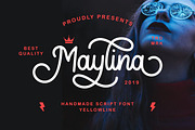Maylina Script + Extras, a Script Font by yellowline (Thumbnail 1 of 7)