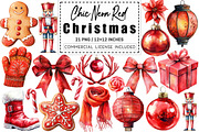 Chic Neon Red Christmas Clipart, a Graphic by CitraGraphics (Thumbnail 1 of 4)