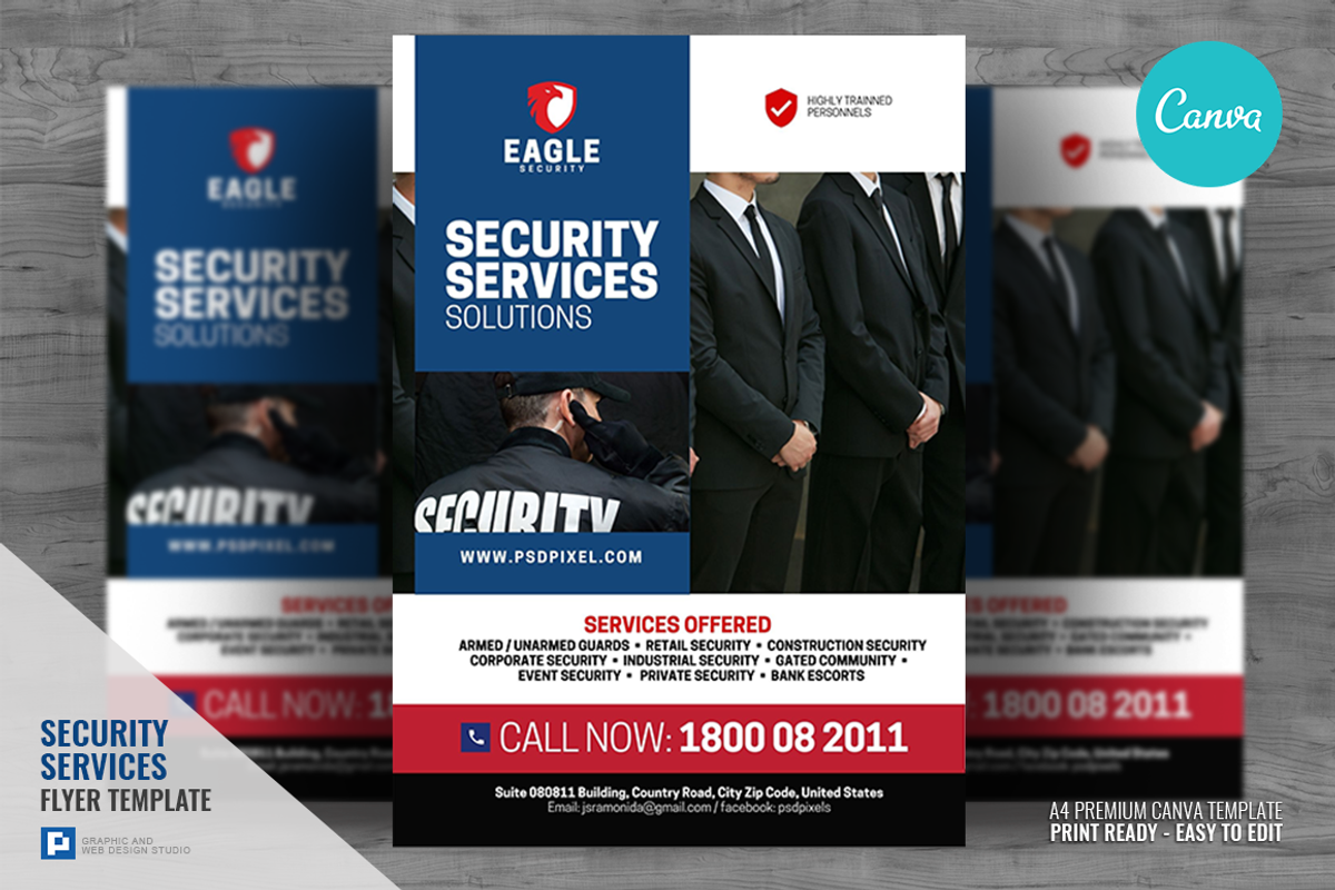 Private Security Company Canva Flyer, a Flyer Template by PSDPixel (Photo 1 of 4)