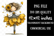 Sunflower Girl PNG Clipart, a Person Illustration by Designking (Thumbnail 4 of 5)