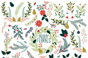 Christmas Holiday Vintage Florals, a Decorative Illustration by PinkPueblo (Thumbnail 1 of 2)