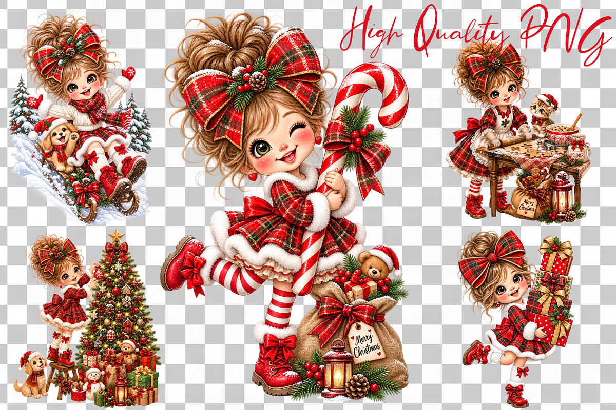 Cute Christmas Girl Clipart, a Seasonal Illustration by fashionaddict (Photo 6 of 6)