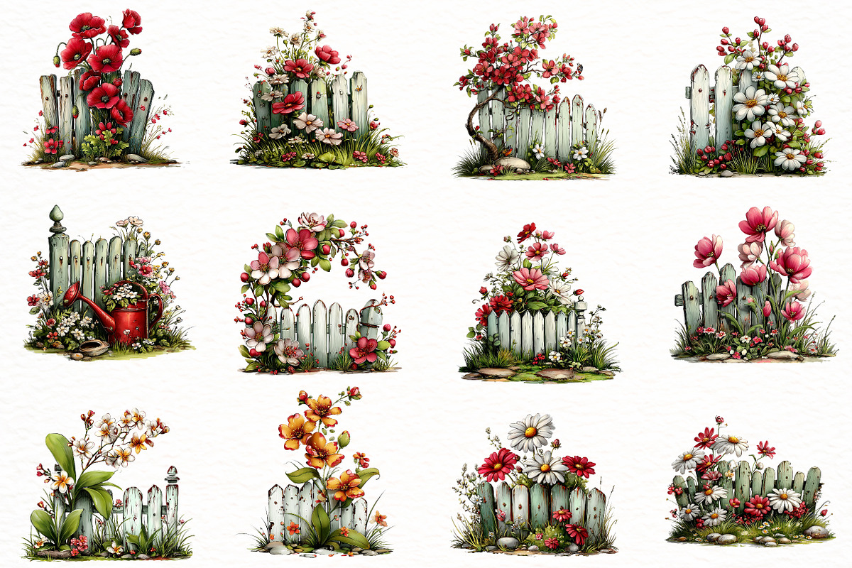 Whimsical spring fence Clipart, an Illustration by Designworld (Photo 4 of 8)