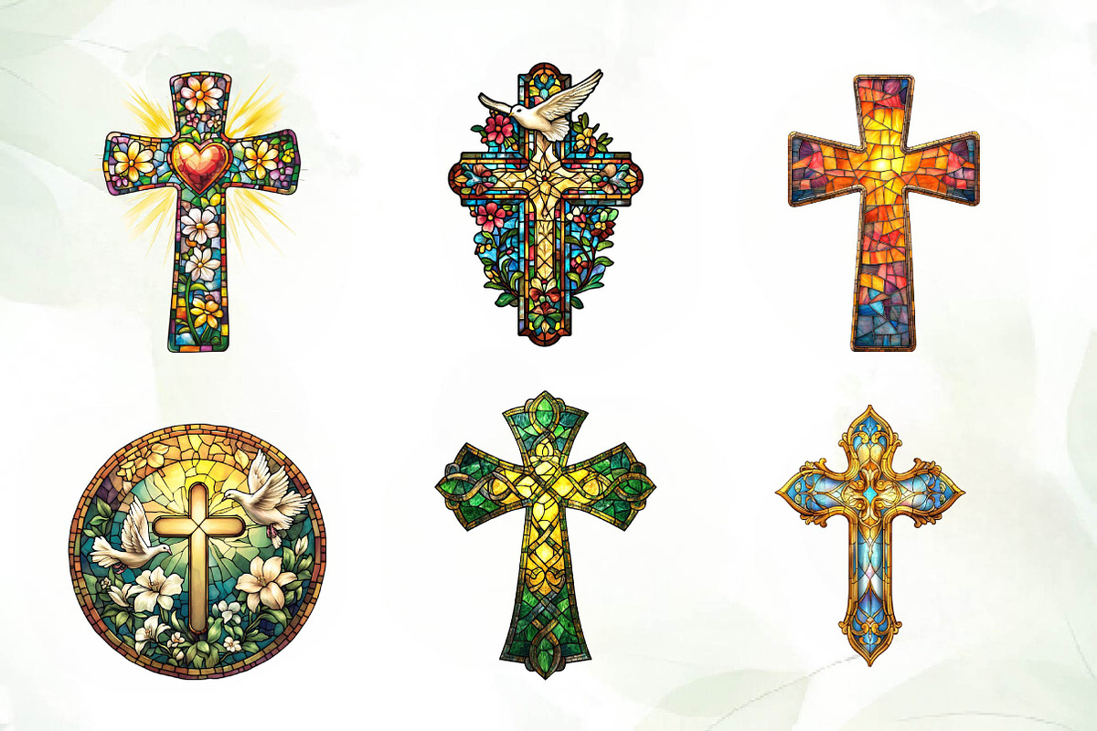 Stained Glass Easter Crosses Clipart, an Illustration by CreationArt (Photo 4 of 5)