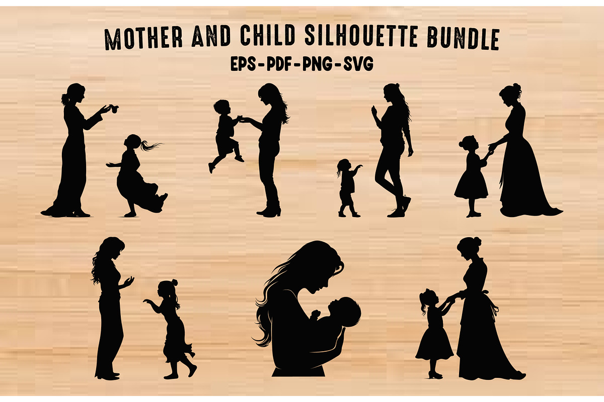 Mother and Child Silhouette SVG Set, a Person Illustration by Gfx Expert Team (Photo 1 of 3)