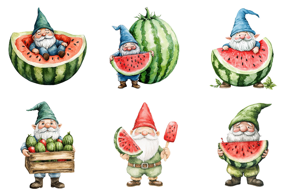Watermelon Gnome Clipart, an Illustration by Design Market (Photo 4 of 4)